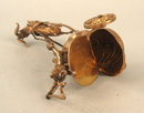 AMAZING STERLING SILVER CHERUB RIDING IN SNAIL CART PULLED BY GOAT SALT DIP