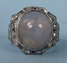 STUNNING EDWARDIAN PLATINUM NATURAL STAR SAPPHIRE RING 20 DIAMONDS