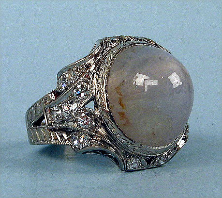 STUNNING EDWARDIAN PLATINUM NATURAL STAR SAPPHIRE RING 20 DIAMONDS