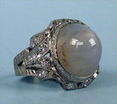 STUNNING EDWARDIAN PLATINUM NATURAL STAR SAPPHIRE RING 20 DIAMONDS