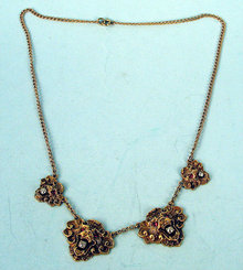 GREAT VICTORIAN 14K GOLD NECKLACE LIONS HEADS, RUBIES, DIAMONDS