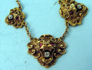 GREAT VICTORIAN 14K GOLD NECKLACE LIONS HEADS, RUBIES, DIAMONDS