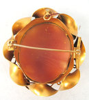 INTERESTING VILLAGE SCENE ANTIQUE CAMEO WOMAN IN TOWN ACORNS LEAVES GOLD FRAME