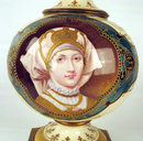 MUSEUM QUALITY IMPERIAL RUSSIAN ENAMEL ON PORCELAIN VASE ANTIQUE WOMAN WITH KOKOSHNIK