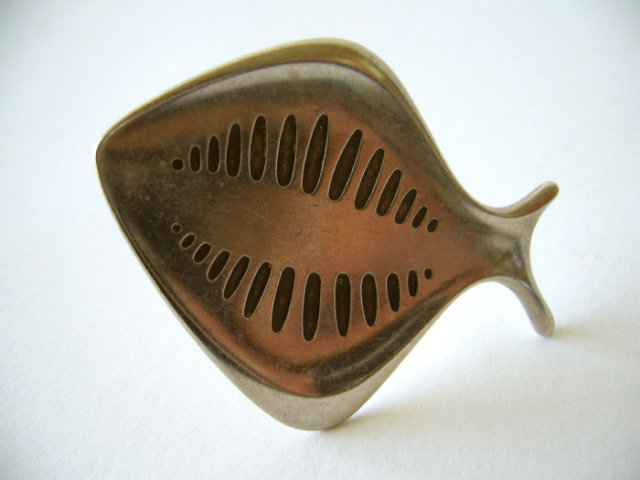 GEORG JENSEN 343 STERLING SILVER BROOCH FISH SHAPE Henning Koppel