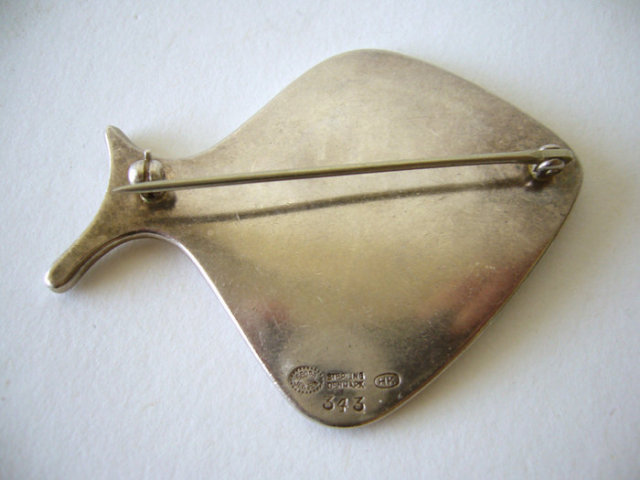 GEORG JENSEN 343 STERLING SILVER BROOCH FISH SHAPE Henning Koppel