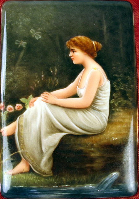 A FINE SIGNED VIENNA STYLE GERMAN HUTSCHENREUTHER RECTANGULAR PLAQUE