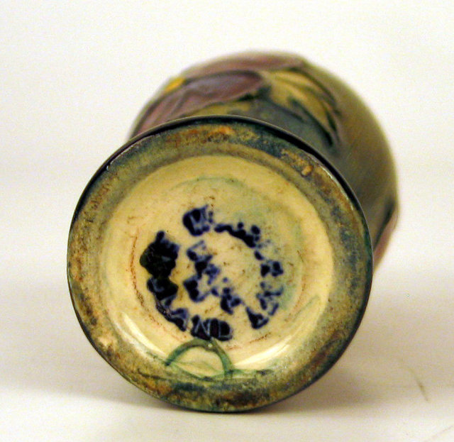 Fine Moorcroft miniature baluster vase Pansy pattern