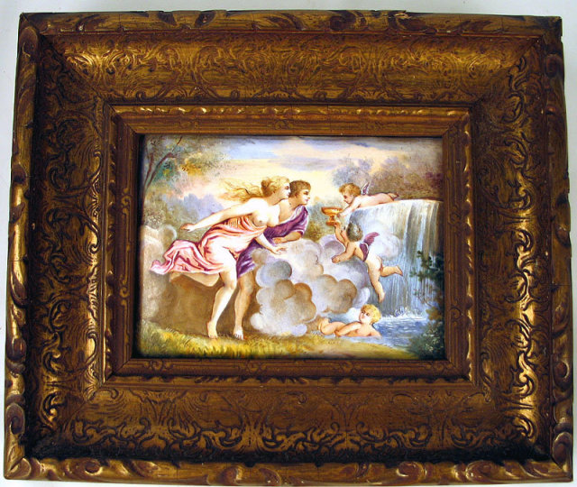 OUTSTANDING VIENNA AUSTRIAN ENAMEL PLAQUE DAPHNIS CHLOE