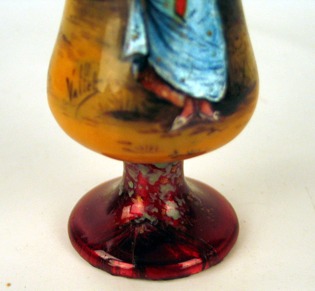 FINE FRENCH ENAMEL VASE OF WOMAN VICTORIAN SIGNED VALLET
