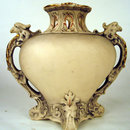 UNUSUAL ROYAL DUX RETICULATED BOHEMIA VASE W GRIPHONS EAGLES