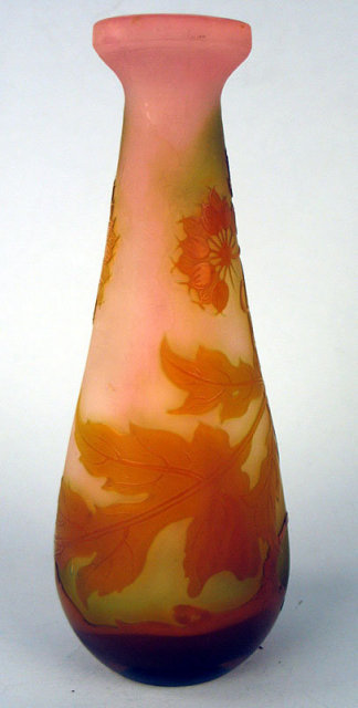 FINE ORGINAL GALLE FLORAL VASE 4 COLOR CIRCA 1900