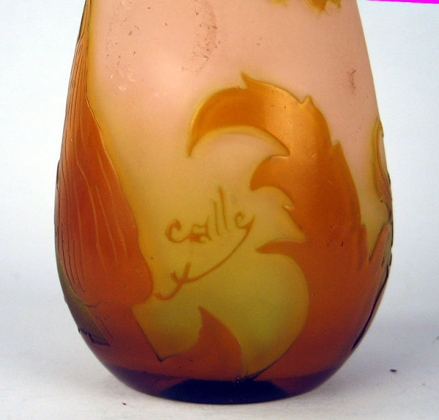 FINE ORGINAL GALLE FLORAL VASE 4 COLOR CIRCA 1900