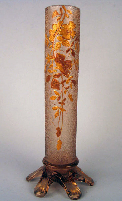 FINE QUALITY BACCARAT OR VAL ST LAMBERT GILDED STICK VASE