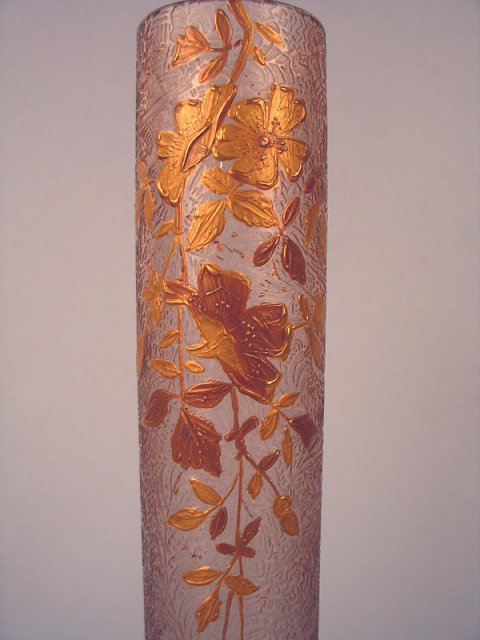 FINE QUALITY BACCARAT OR VAL ST LAMBERT GILDED STICK VASE