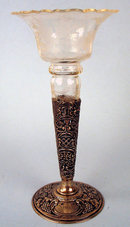QUALITY STERLING OR 800 SILVER W ETCHED GLASS INSERT FILIGREE GRAPES BIRDS