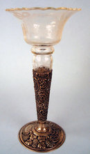QUALITY STERLING OR 800 SILVER W ETCHED GLASS INSERT FILIGREE GRAPES BIRDS