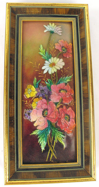 Amazing Camille Faure Limoge Enamel Plaque Floral Outstanding