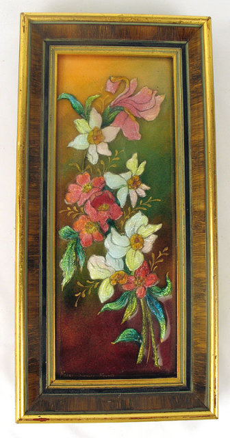 Amazing Camille Faure Limoge Enamel Plaque Floral Outstanding