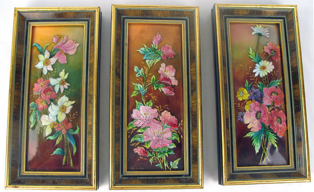 Amazing Camille Faure Limoge Enamel Plaque Floral Outstanding