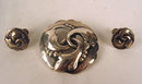 Georg Jensen Sterling Silver Brooch # 20 and Earrings #93 Complete Set