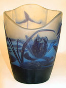 ORIGINAL ANTIQUE GALLE CAMEO GLASS VASE UNUSUAL FORM 3 COLOR