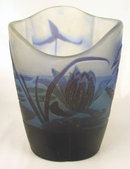 ORIGINAL ANTIQUE GALLE CAMEO GLASS VASE UNUSUAL FORM 3 COLOR