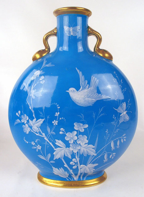 RARE MINTON PATE-SURPATE PILGRAM VASE BIRDS BUTTERLIES FANTASTIC