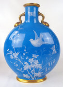RARE MINTON PATE-SURPATE PILGRAM VASE BIRDS BUTTERLIES FANTASTIC