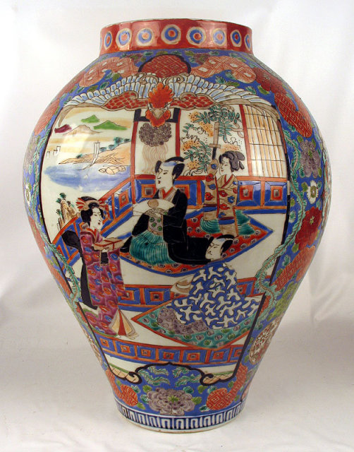 Massive Japanese Meiji Imari Vase Signed Hichozan Shinpo