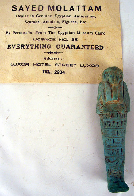 Faience Ushabti ex Sayed Mollatam 18th Dynasty 1500BC with Export Certificate