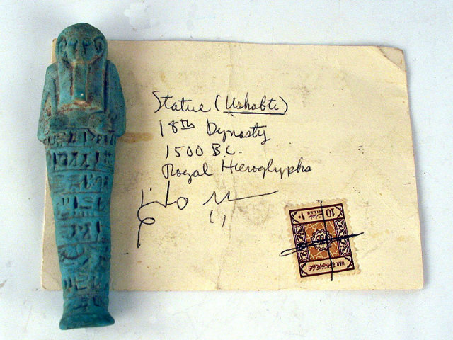 Faience Ushabti ex Sayed Mollatam 18th Dynasty 1500BC with Export Certificate