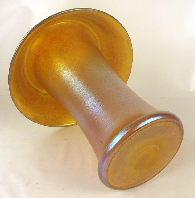 Fine Signed Loetz Rolled Top Gold Aurene Style CZECHOSLOVAKIA Vase