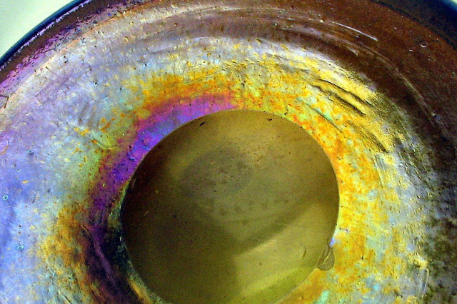 Fine Signed Loetz Rolled Top Gold Aurene Style CZECHOSLOVAKIA Vase