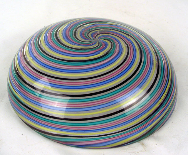 BEAUTIFUL,SIGNED VENINI MULTI-COLOR BOWL.ORIGINAL 1950'S