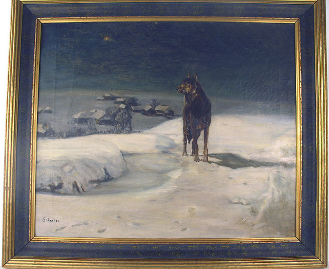 A GOOD GERMAN OIL PAINTING SIGNED SCHRODER WITH A FINE PERIOD FRAME