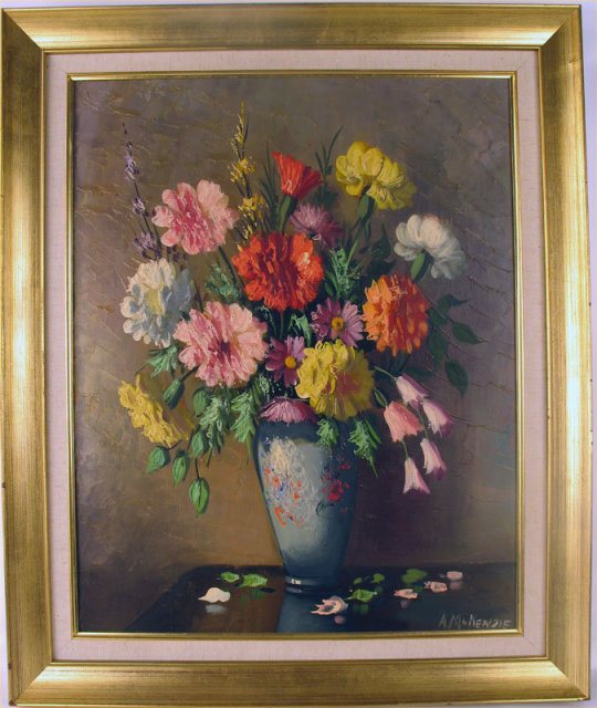 BEAUTIFUL FLORAL STILL LIFE OIL PAINTING BY LISTED ARTIST ALISON MCKENZIE