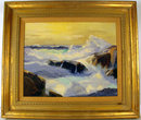 POWERFUL COASTAL SEASCAPE OIL PAINTING BY CALIFORNIA ARTIST RUE LAU