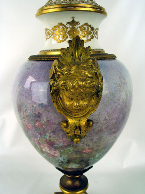 Fabulous Quality Sevres Urn w Cherub Handles Noveau Impressionist Style