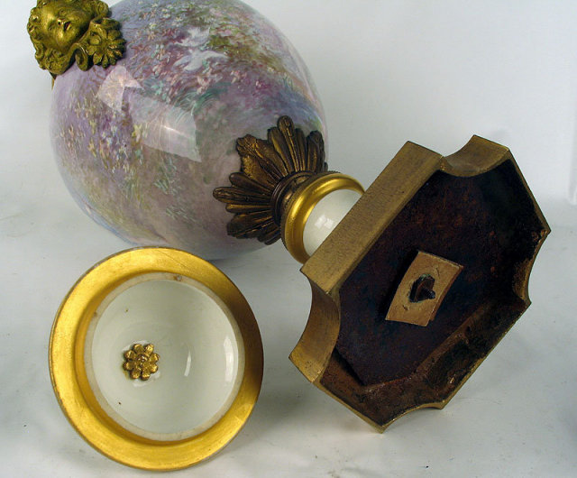 Fabulous Quality Sevres Urn w Cherub Handles Noveau Impressionist Style