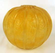 Unusual Daum Nacy Cameo Art Glass Vase Ice Chipped