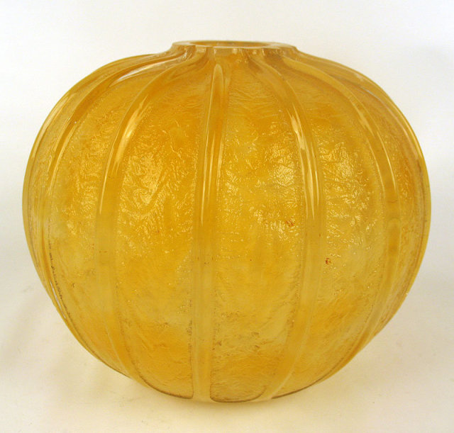Unusual Daum Nacy Cameo Art Glass Vase Ice Chipped