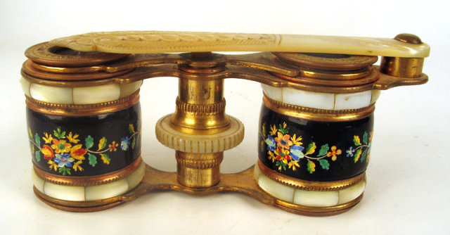 Outstanding Opera Glasses Enamel and Mother of Pearl