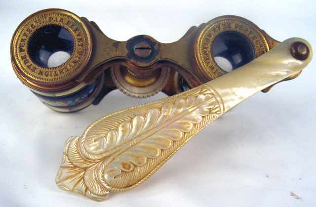 Outstanding Opera Glasses Enamel and Mother of Pearl