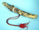 Incredible Wakazashi Or Tanto Bone And Ivory Shibayama Inlaid Japanese Meiji Sword Master Carving