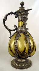 Fantastic Pewter Mounted Glass Decanter Tudric WMF NorthWind face