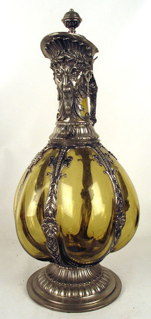 Fantastic Pewter Mounted Glass Decanter Tudric WMF NorthWind face