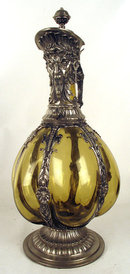 Fantastic Pewter Mounted Glass Decanter Tudric WMF NorthWind face