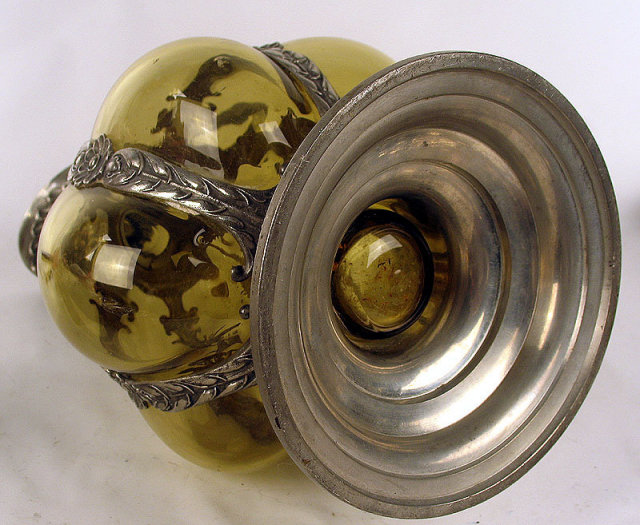 Fantastic Pewter Mounted Glass Decanter Tudric WMF NorthWind face
