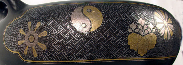Imperial Japanese Meiji Inlaid Bronze Ding Vessel